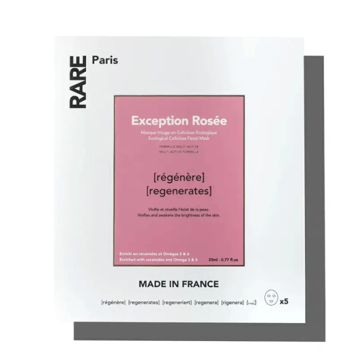 Набор из пяти восстанавливающих масок для лица с церамидами, Омега и RARE Paris Box of 5 Exception Rosée Regenerating Face Mask 3 6